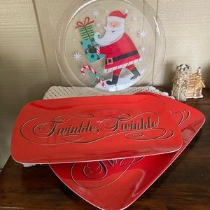 Vintage Christmas Melamine Trays - Set of 3